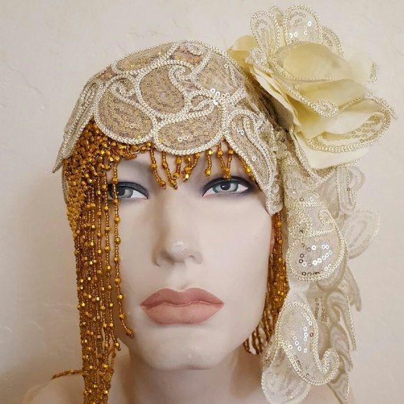 Sebrina Love / Sebrina Love Bridals Accessories - Gatsby 20's Gold Ivory Sequin Lace Headpiece